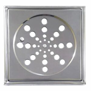 Ralo Completo Quadrado – Grelha + Caixilho em Inox Cromado 15×15 cm