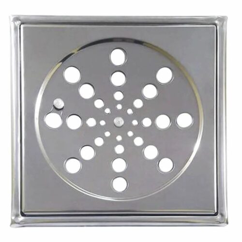 Ralo Completo Quadrado – Grelha + Caixilho em Inox Cromado 15×15 cm