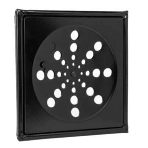 Ralo Completo Quadrado – Grelha + Caixilho em Inox Preto 15×15 cm
