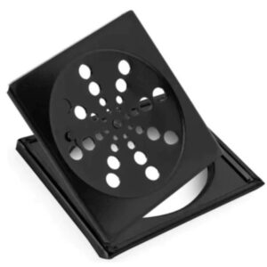 Ralo Completo Quadrado – Grelha + Caixilho em Inox Preto 15×15 cm