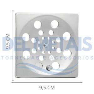 Grelha Quadrada em Inox Cromado Para Caixilho de 10x10 cm