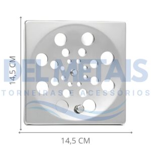 Grelha Quadrada em Inox Cromado Para Caixilho de 15×15 cm