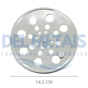 Grelha Redonda em Inox Cromado Para Caixilho de 15×15 cm