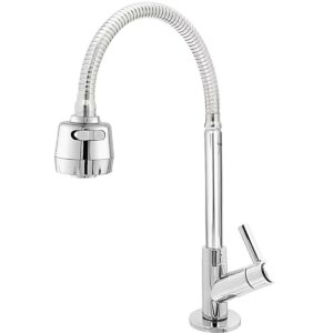 Torneira Gourmet Bica Móvel Para Bancada de Cozinha Com Tubo Cromado Flexível Tipo Chuveirinho