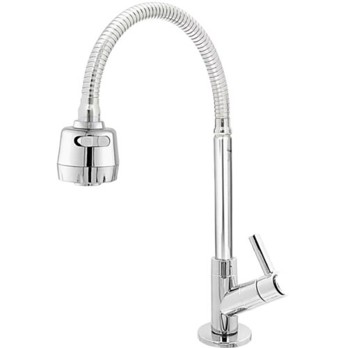 Torneira Gourmet Bica Móvel Para Bancada de Cozinha Com Tubo Cromado Flexível Tipo Chuveirinho