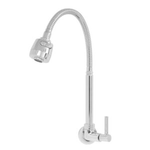 Torneira Gourmet Bica Móvel Para Parede de Cozinha Com Tubo Cromado Flexível Tipo Chuveirinho