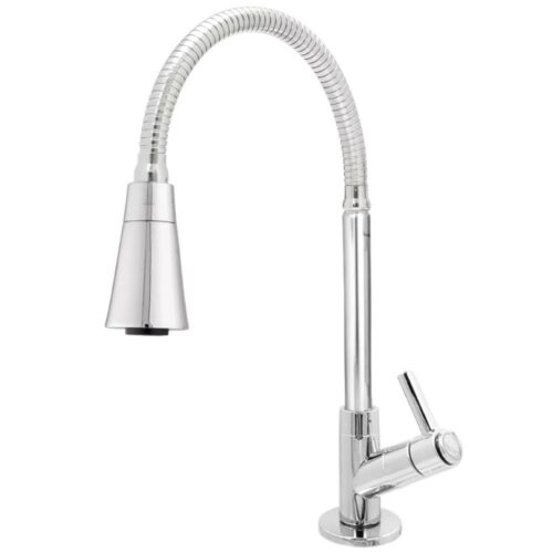 Torneira Gourmet Bica Móvel Para Bancada de Cozinha Com Tubo Cone Cromado Flexível