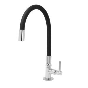 Torneira Gourmet Bica Móvel Para Bancada de Cozinha Com Tubo Preto Flexível