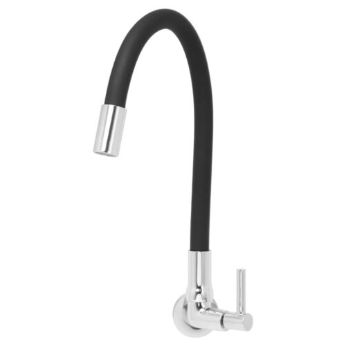 Torneira Gourmet Bica Móvel Para Parede de Cozinha Com Tubo Preto Flexível