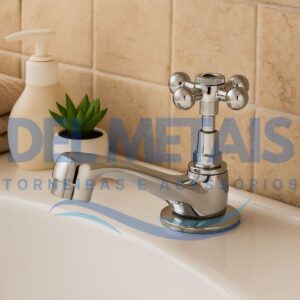 1194 Torneira Para Banheiro / Lavabo Em Metal Cromado