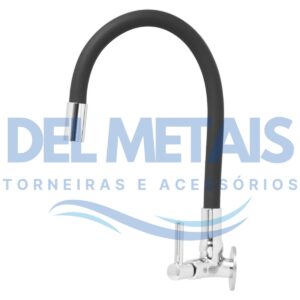 Torneira Gourmet Bica Móvel Para Parede de Cozinha Com Tubo Preto Flexível