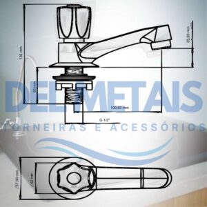 1194 Torneira Para Banheiro / Lavabo Em Metal Cromado