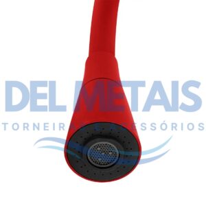 Torneira Gourmet Bica Móvel Para Parede de Cozinha Com Tubo Cone Vermelho Flexível