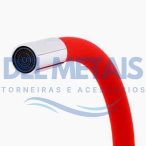 Torneira Gourmet Bica Móvel Para Parede de Cozinha Com Tubo Vermelho Flexível