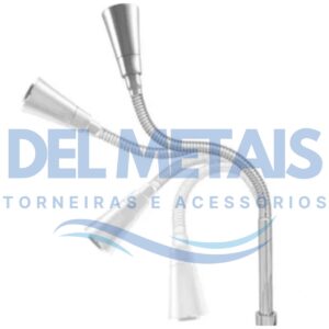 Torneira Gourmet Bica Móvel Para Bancada de Cozinha Com Tubo Cone Cromado Flexível