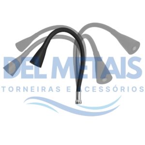 Torneira Gourmet Bica Móvel Para Parede de Cozinha Com Tubo Cone Preto Flexível