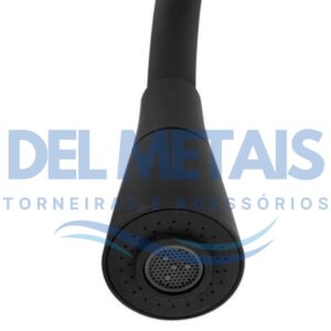 Torneira Gourmet Bica Móvel Para Bancada de Cozinha Com Tubo Cone Preto Flexível