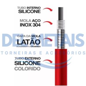 Torneira Gourmet Bica Móvel Para Bancada de Cozinha Com Tubo Cone Vermelho Flexível