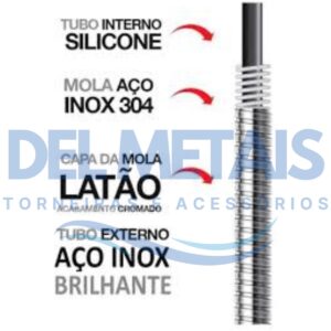 Torneira Gourmet Bica Móvel Para Parede de Cozinha Com Tubo Cromado Flexível Tipo Chuveirinho